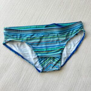 Todd Sanfield Striped Blue and Green Deep Swim Brief
